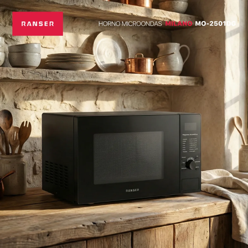MICROONDAS RANSER 25Lts MILANO  MO-2501DG DIGITAL grill 900w NEGRO