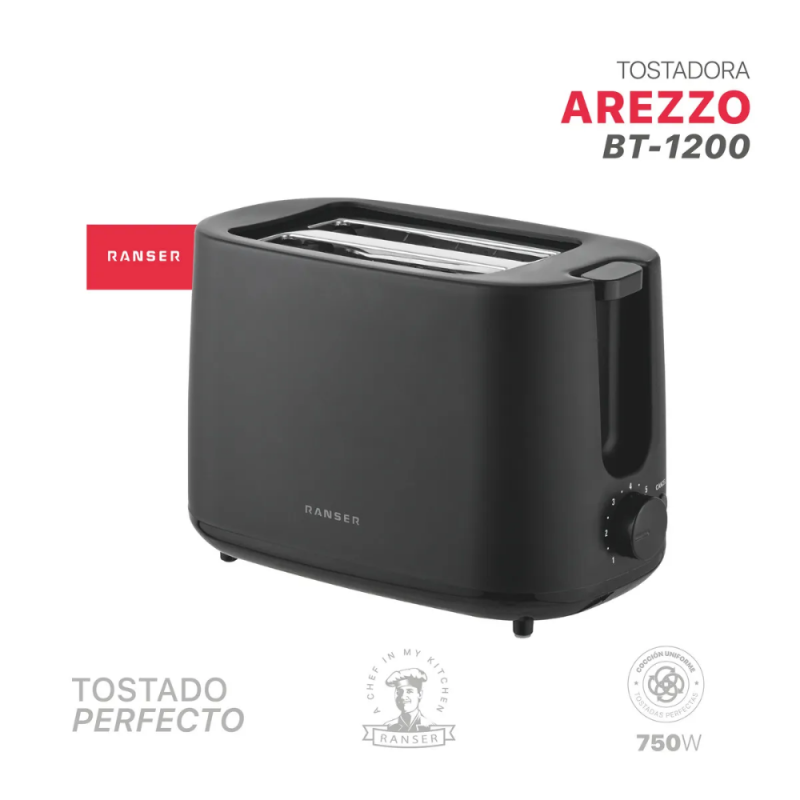 TOSTADORA RANSER ARREZO BT-1200 NEGRA