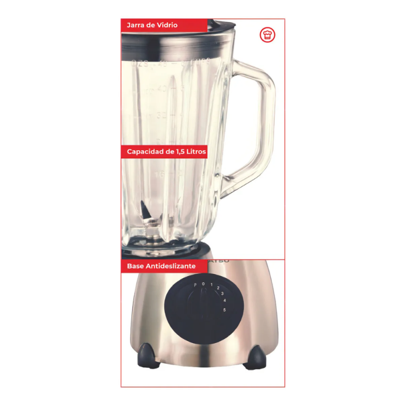 LICUADORA DAIHATSU DEGROFF SB-4350 VIDRIO 800W INOX