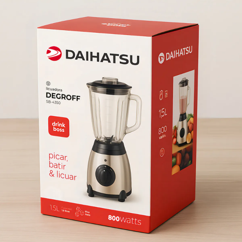 LICUADORA DAIHATSU DEGROFF SB-4350 VIDRIO 800W INOX