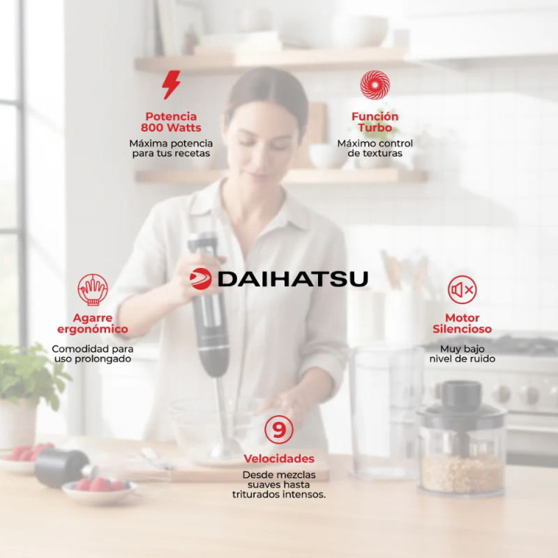 LICUADORA DE MANO DAIHATSU ARZAK HB-7000 800W NEGRO