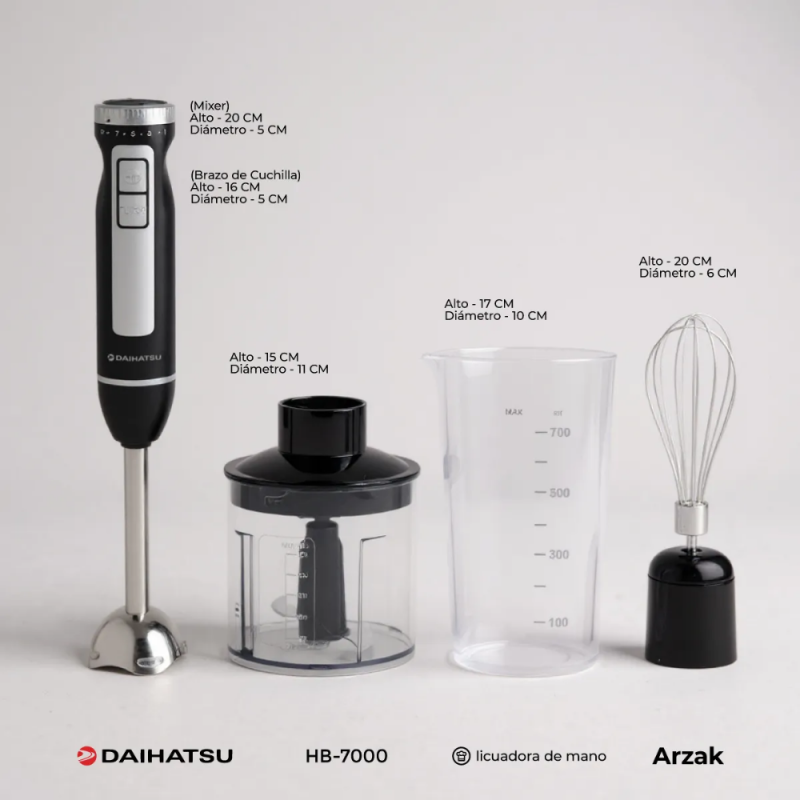 LICUADORA DE MANO DAIHATSU ARZAK HB-7000 800W NEGRO