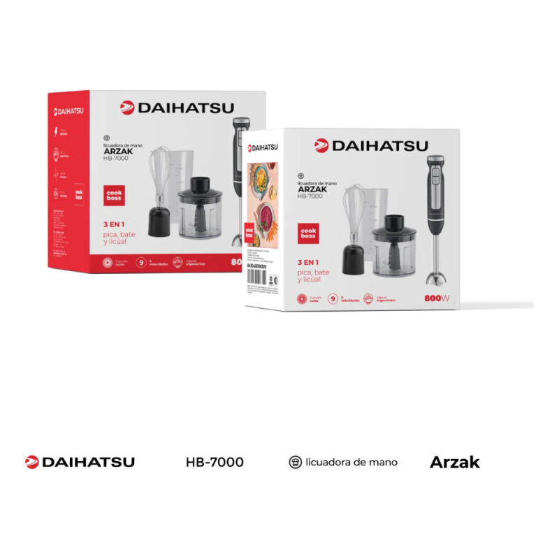 LICUADORA DE MANO DAIHATSU ARZAK HB-7000 800W NEGRO