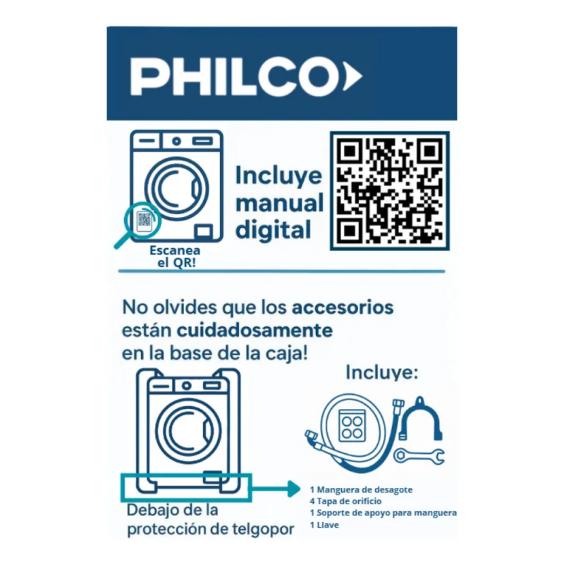LAVARROPAS PHILCO C/FRONTAL 11KGRS DARK GRAY PHLF111DGN2